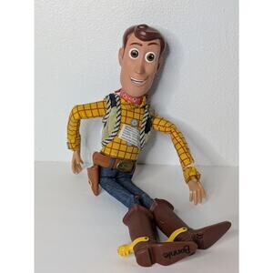 Disney Store Pixar Toy Story TALKING 15" Pull String Woody Doll Works NO HAT